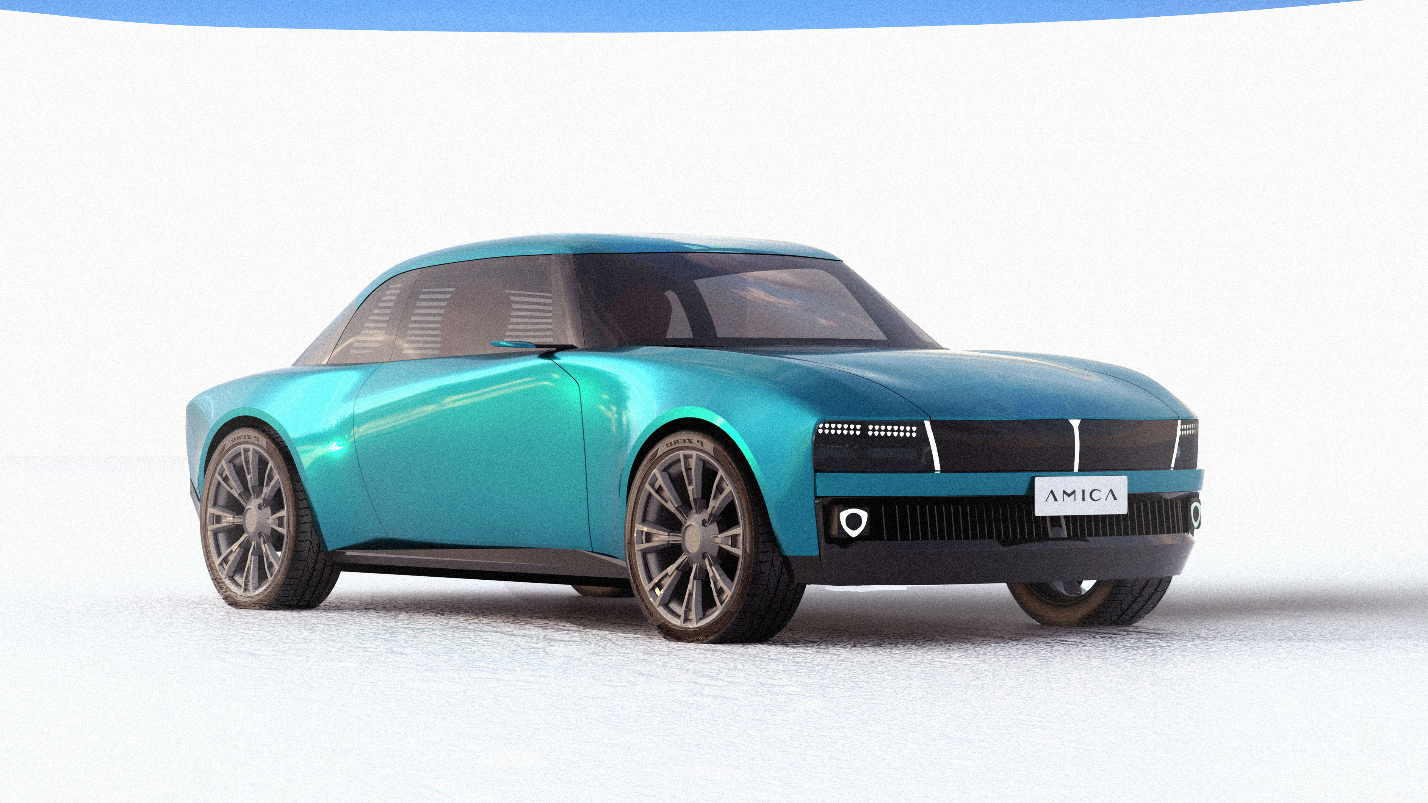 Lancia Amica front view, teal